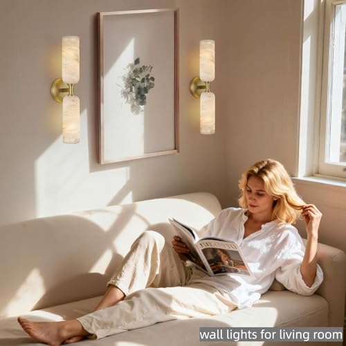 20in Alabaster Wall Sconce Antique Brass Sconces Wall Light