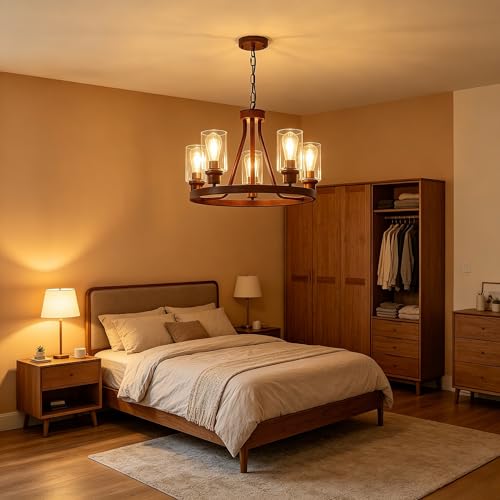 Farmhouse Faux Wood Chandelier (72 Count)