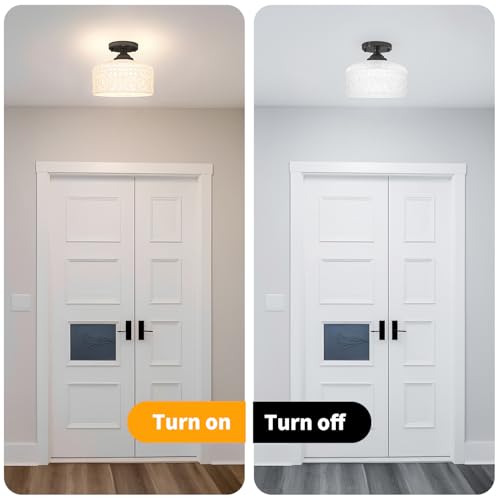 Artistic Black Handcrafted Semi Flush Mount Ceiling Light