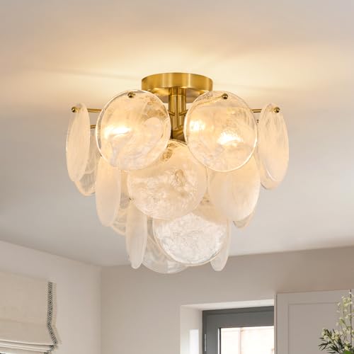 Gold Semi Flush Mount Chandelier