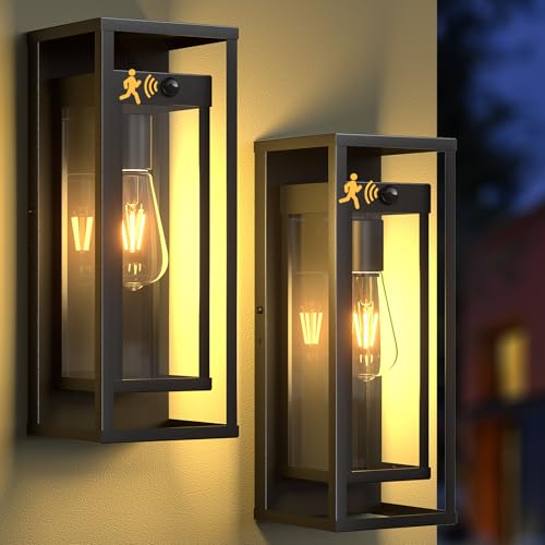 2 Pack Motion Sensor Outdoor Wall Light 15in Large Porch Lights for House (2 Count)