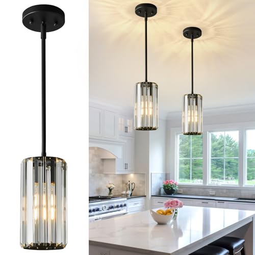 Black Pendant Lighting Modern Pendant Light Mini Crystal Chandeliers (2 Count)