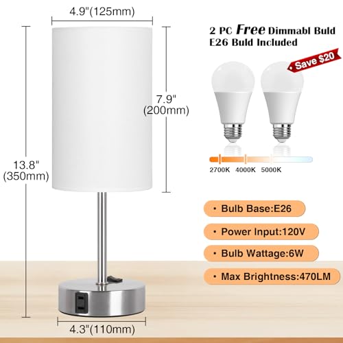 Table Lamps for Bedroom Set of 2 (2 Count)