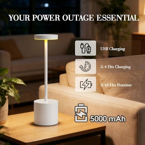 White Cordless Table Lamp Set of 2 (2 Count)