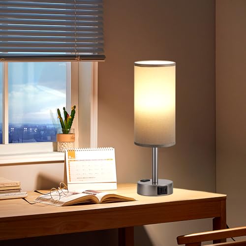 Grey Bedside Lamp for Bedroom