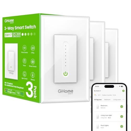 3 Way Dimmer Smart Switch Can Work Separately Or Work with Traditional 3 (3 Count)