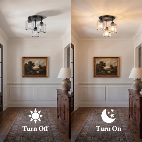13" Crystal Semi Flush Mount Ceiling Light