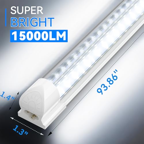 8FT LED Shop Light 100W 15000LM 5000K ETL Certified 12 (12 Count)