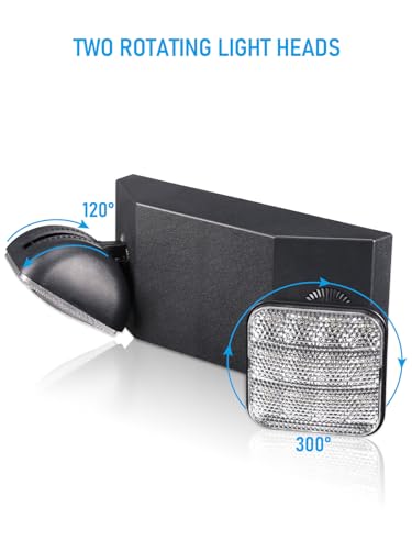 4 Pack LED Emergency Lights with Battery Backup UL Listed Black (4 Count)