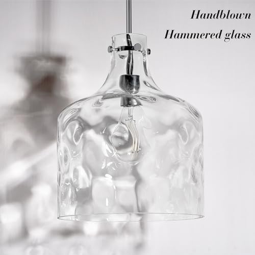 16" Farmhouse Hammered Glass Pendant Light