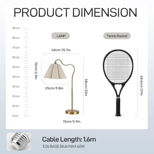 Table Lamp with Beige Pleated Linen Shade