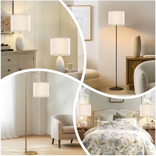White Linen Small Drum Lampshade