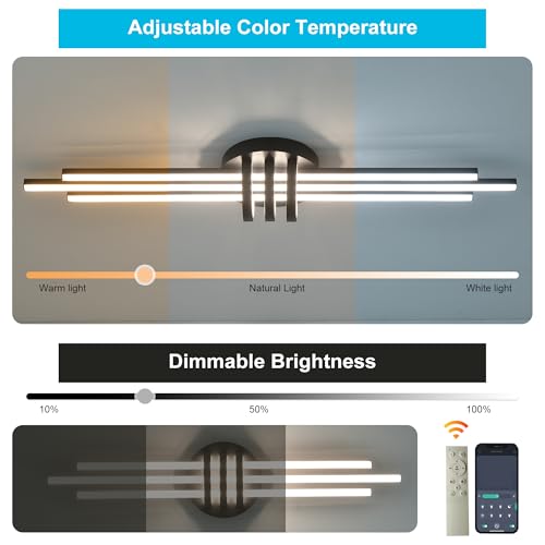 39In Modern Dimmable Linear LED Ceiling Light with Remote