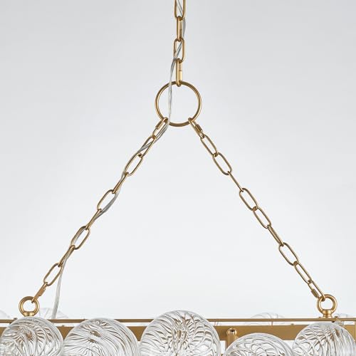 63 Inch Moden Gold Chandelier with 14 Bubble Lights