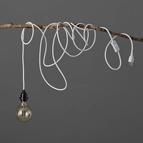 White Plug in Swag Pendant Light Fixture