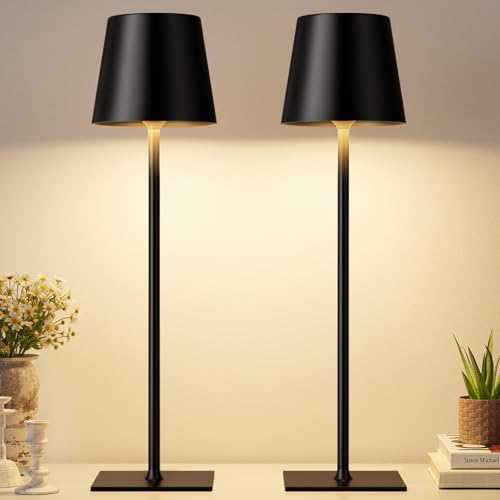 Black Cordless Rechargeable Table Lamp (2 Count)