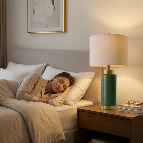 25" Green Ceramic Table Lamp Set of 2 (2 Count)