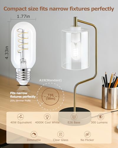 T45 Neutral White Edison Bulbs (4 Count)