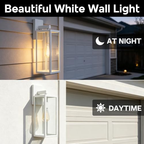 18inch 2pack Large Size Front Door Outdoor Wall Sconces for House White Exterior Wall Mount Lighting Fixtures for Balcony Porch & Patio Lights Wihte Large Outdoor Porch Light Outdoor Lamp for Garage