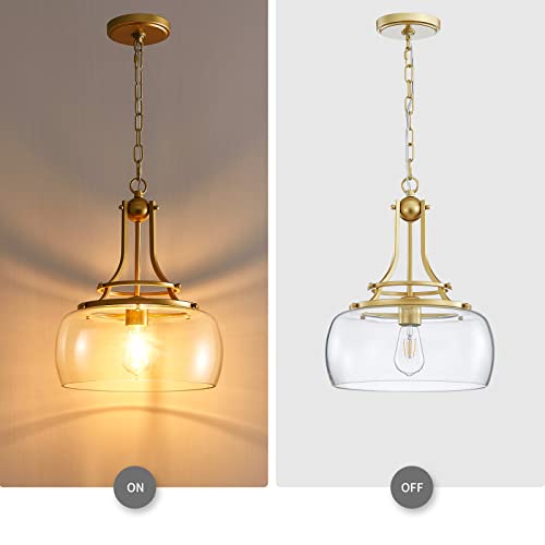 Chandelier Rustic Farmhouse Industrial Round Ceiling Pendant LED Light Fixture with Clear Glass Shades for Dining Room Kitchen Island Foyer Entryway