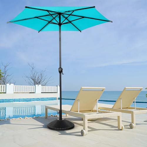7.5FT Lyon Outdoor Patio Umbrella Outdoor Table Umbrella with Push Button Tilt and Crank Market Umbrella 6 Sturdy Ribs UV Protection Waterproof for Garden Deck Backyard Pool