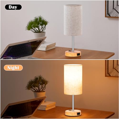 Wood Grain Table Lamp Set of 2 for Bedroom (2 Count)