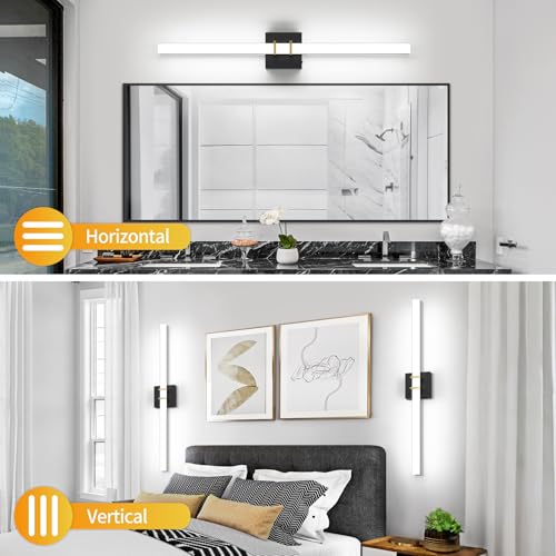 Modern Black and Brass Vanity Light Bar 32 Inch
