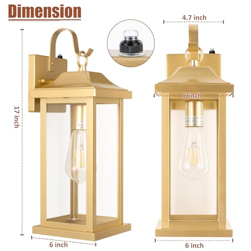 17 Inch Gold Outdoor Sconces Dusk to Dawn 2 (2 Count)