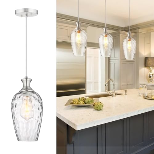 Glass Pendant Lights Kitchen Island Brushed Nickel Hanging Light