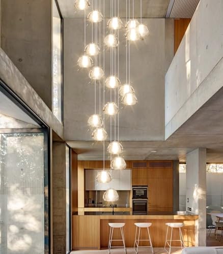 Gold Modern Crystal Chandelier for Staircases 157" Long Adjustable Ceiling Light for Entrance 3000K LED Hanging Lighting Living Room Hallway Entryway