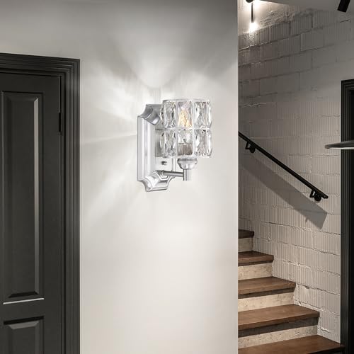 Crystal Wall Sconce Chrome Dry&Wet Dual Use 1 Light 2 Pack UL Certified (2 Count)