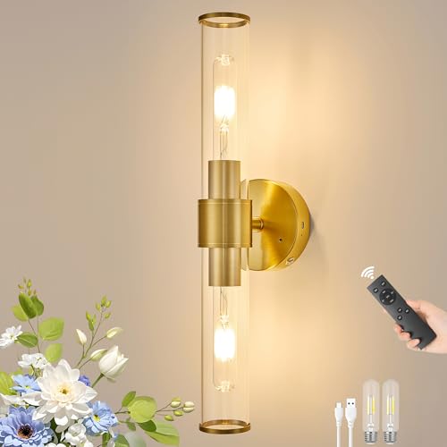 Gold Battery Operated Wall Sconce