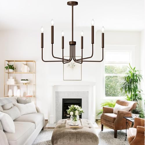 6 Light Farmhouse Chandelier for Dining Room Lighting Fixtures Hanging