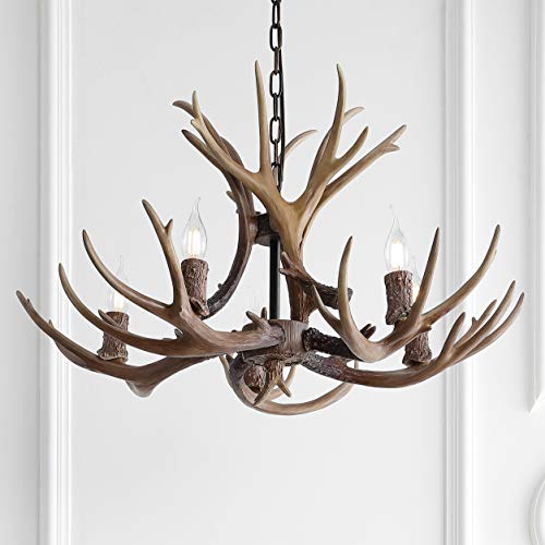 Eldora 5 Light Resin Antler Chandelier 30"