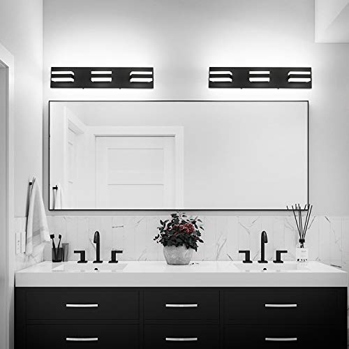 Black Bathroom Vanity Light Fixtures Over Mirror LED Dimmable 3 Lights Bath Lighting Restroom Light Modern Vanity Lights for Bathroom Bath Lights ETL Listed
