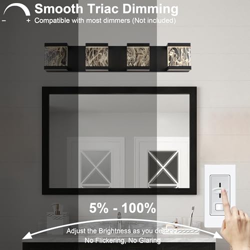4 Lights LED Bathroom Vanity Light with Unique Smoke Acrylic Panel