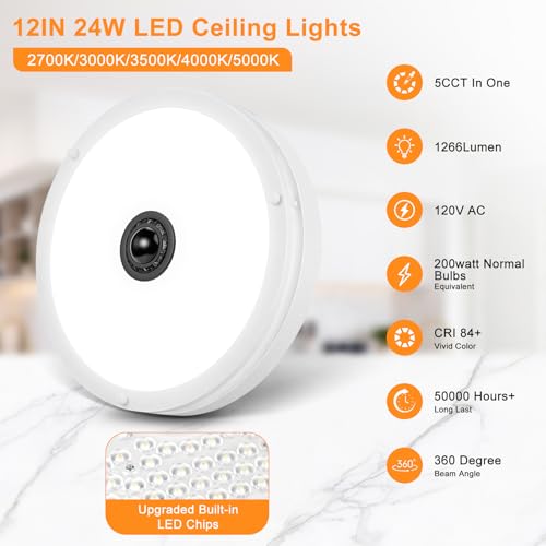 12" LED Motion Sensor Outdoor Ceiling Light Porch Lamp