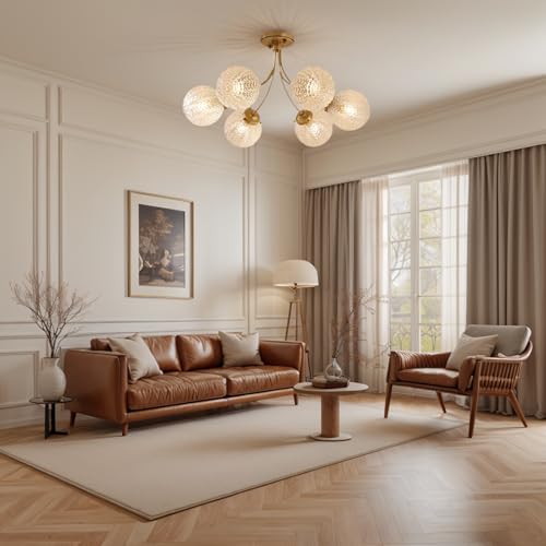 6 Light Snowflake Glass Sputnik Chandelier Vintage Ceiling Light