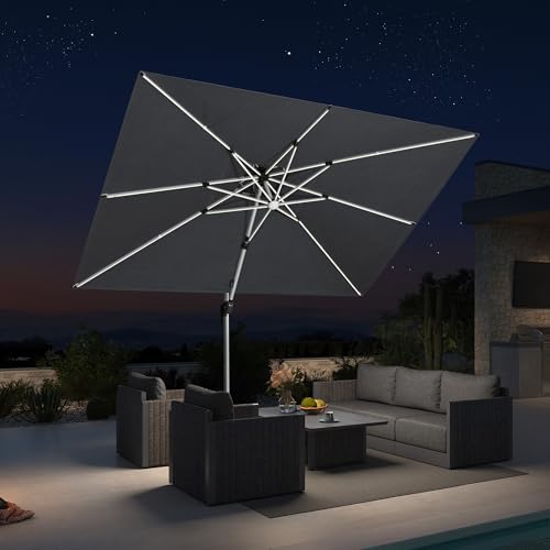 Patio Umbrella 10' X 10' Double Top Solar LEDlight