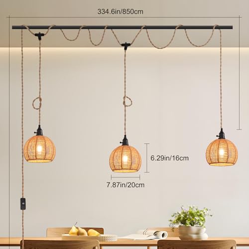 3 Light Hanging Light with Plug in Cord