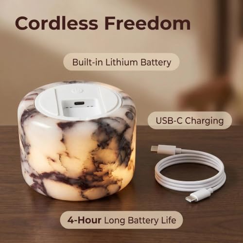 Marble Desk Lamp Touch Control Rechargeable Dimmable LED Light