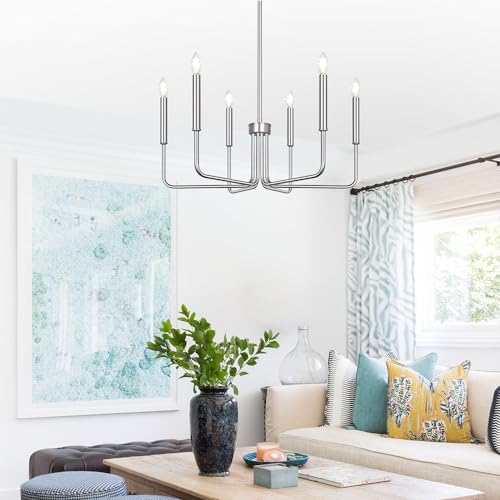 6 Light Farmhouse Chandelier for Dining Room Lighting Fixtures Hanging (6 Count)