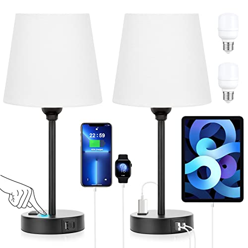 White Bedside Lamps Set 2 for Bedroom (2 Count)