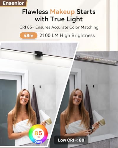 48" Modern Black Bathroom Vanity Lights