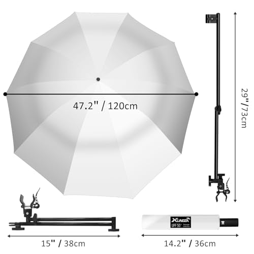 UPF 50+ Beach Umbrella with Adjustable Universal Clamp