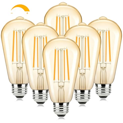 Dimmable Amber Light Bulbs 60 Watt Equivalent (6 Count)