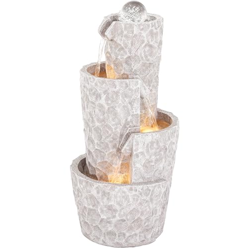 4 Tier Twist Outdoor Water Fountain with Rotating Crystal Ball
