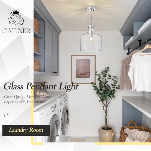 12" Farmhouse Seeded Glass Pendant Light