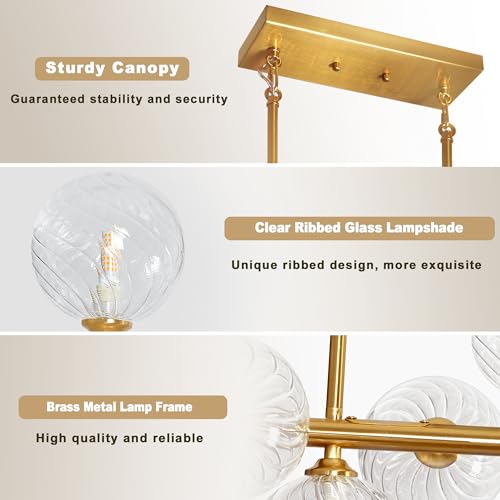 55" Linear Chandelier Swirled Glass Gold Sputnik Chandelier