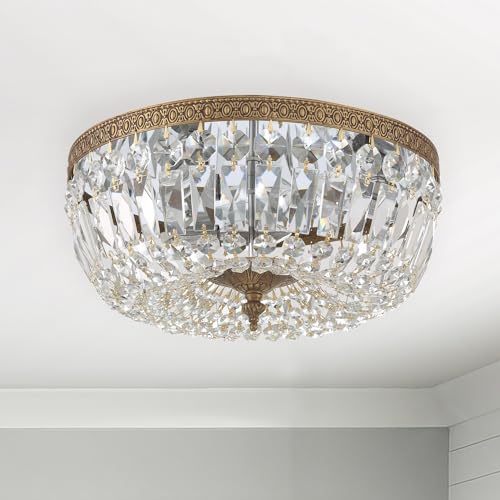 3 Light Spectra Crystal Olde Brass Flush Mount